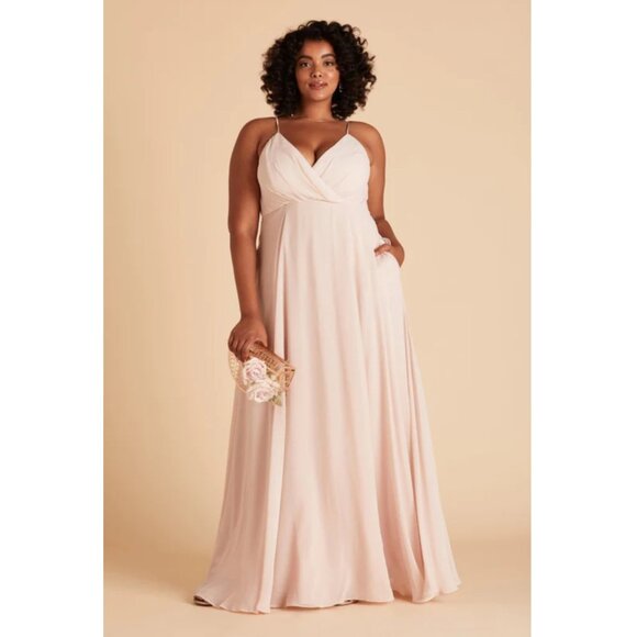 Birdy Grey Kaia Dress Sz 1X Curve Pale Blush Chiffon Bridesmaid Prom Formal - Picture 1 of 10